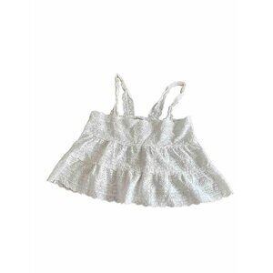 Forever 21 White Crochet  Eyelet Baby Girl Top Size S Coastal Vacation Summer